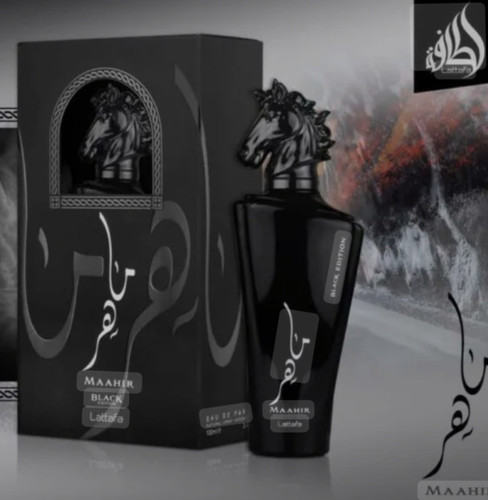 ادکلن عربی مردانه لطافه مدل ماهر مشکی رایحه لالیک انکرنویر